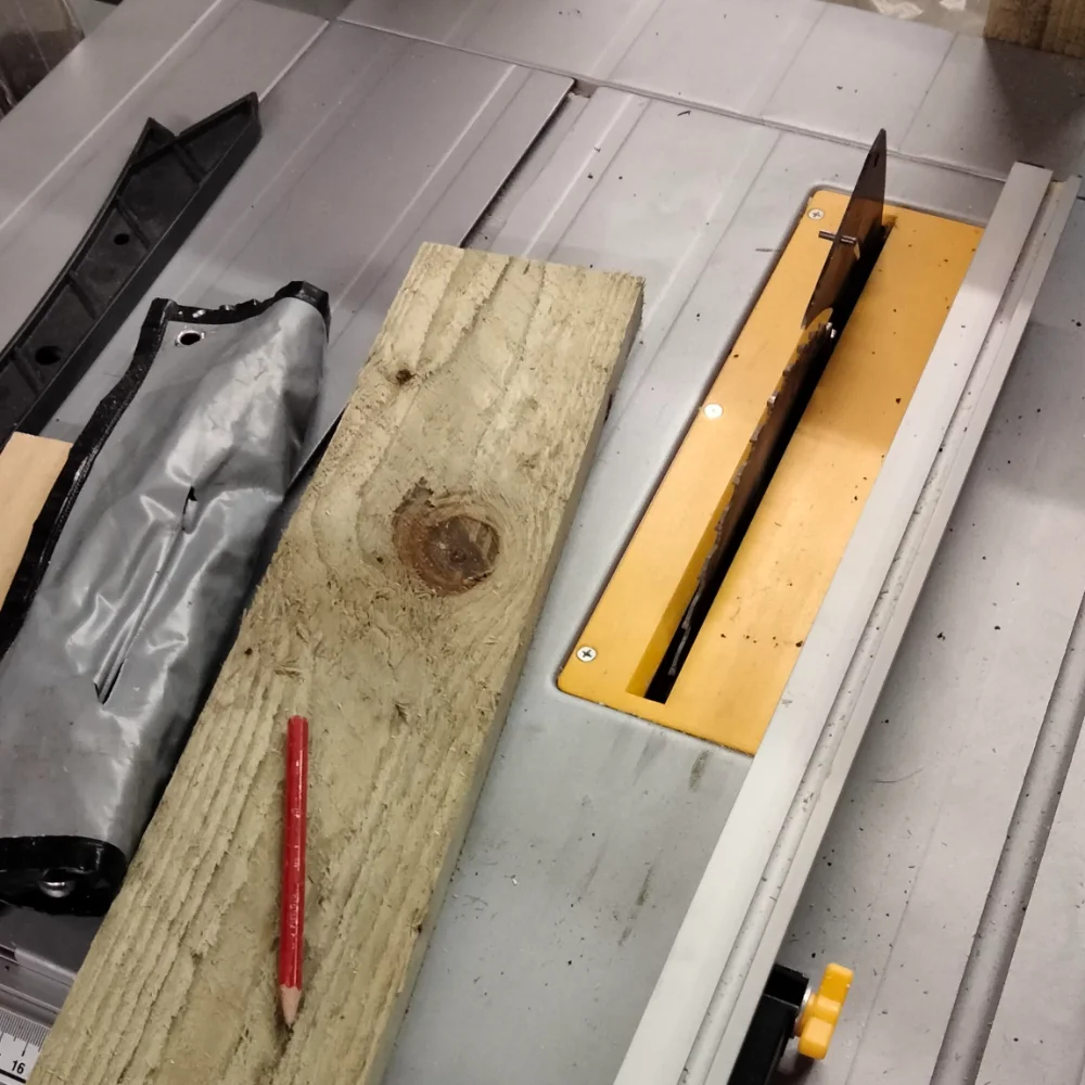 Tablesaw with wood & pencil
