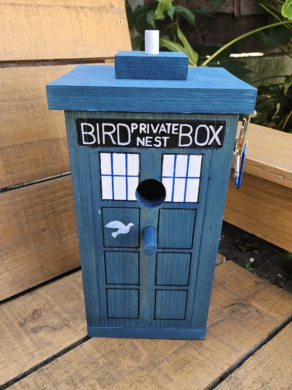 Stylish TARDIS Bird Nest Box - Doctor Who Inspired Birdhouse