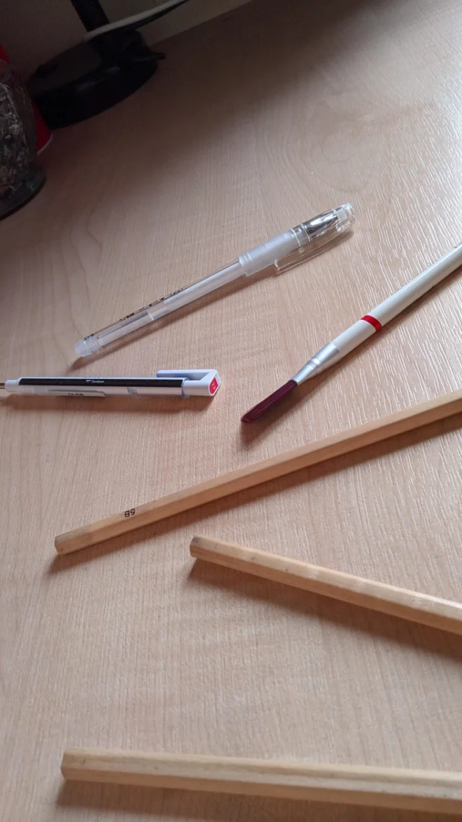 table and pencils